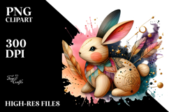 Colorful Bunny Made of Wood PNG Product Image 2