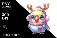 Parrot with Reindeer Horns PNG Product Image 1