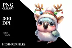 Parrot with Reindeer Horns PNG Product Image 3