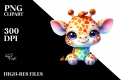 Cute Baby Giraffe Smiling White Paper | Sublimation Clipart Product Image 1