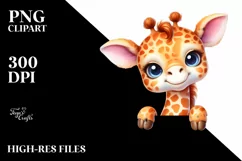 Cute Baby Giraffe Smiling White Paper | Sublimation Clipart Product Image 1