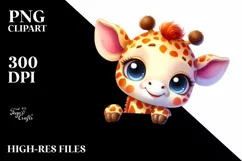 Cute Baby Giraffe Smiling White Paper | Sublimation Clipart Product Image 1