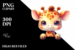 Cute Baby Giraffe Smiling White Paper | Sublimation Clipart Product Image 1