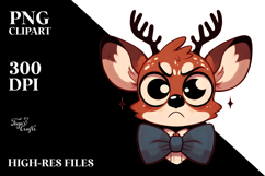 Silly Cartoon Deer with Bow Tie, PNG Product Image 2