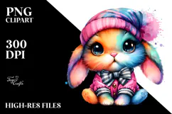 Vibrant Baby Bunny with Big Eyes PNG Product Image 2