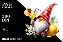 Whimsical Watercolor Gnome Drinking Cocktail PNG Product Image 2
