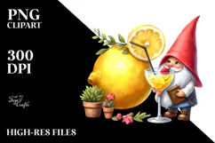 Whimsical Watercolor Gnome Drinking Cocktail PNG Product Image 2