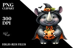 Cute Rhino Wearing Halloween Suit | Sublimation Clipart Product Image 3