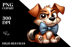 Silly Cartoon Puppy with Bow Tie, PNG Product Image 2