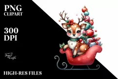 Whimsical Deer with Christmas Ornaments, PNG Product Image 3
