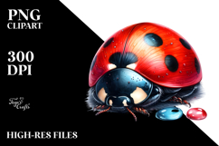 Vibrant Watercolor Ladybug Sleeping Clipart Product Image 2