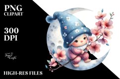 Cute Watercolor Baby GNOME with Big HAT PNG Product Image 2