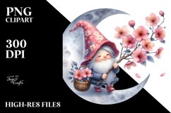Cute Baby Gnome with Cherry Blossom PNG Product Image 2