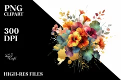 Colorful Bouquet Nasturtium | Sublimation Clipart Product Image 3