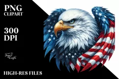 Watercolor Bald Eagle with USA Flag Flowers | Clipart Product Image 3