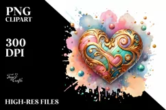 Colorful Wood Heart, Transparent PNG Product Image 2