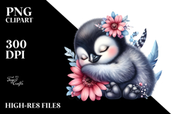 penguin,baby,penguin sleeping on flower,transparent Product Image 2