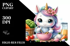 Cute Baby Unicorn Cooking Clipart Product Image 1