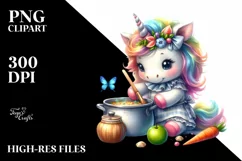 Baby Unicorn Cooking | Sublimation Clipart Product Image 3