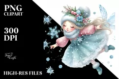 Tumbling Cute Fairy Snow Flakes PNG Product Image 1