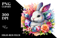 Colorful Bunny made of Diamonds on Splashy Background, PNG Product Image 2