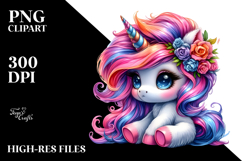 Cute Unicorn Sitting with Cool Haircut PNG Product Image 2