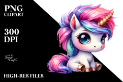 Cute Sitting Unicorn with Expressive Face PNG Product Image 2