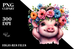 Watercolor Vibrant Pig Playing PNG Product Image 2
