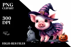 Cute Baby Pig Halloween Clipart Product Image 3