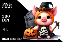 Cute Baby Pig Halloween Sticker Clipart Product Image 2