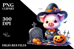 Cute Baby Pig Halloween Sticker Clipart Product Image 3