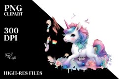 Colorful Baby Unicorn Street Scene PNG Product Image 1