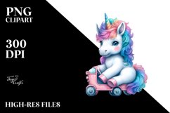 Colorful Baby Unicorn Street Scene PNG Product Image 3