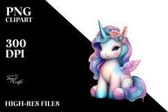 Colorful Baby Unicorn Street Scene PNG Product Image 3