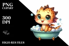 a Baby Dragon Smiling with Marigold Bouquet Clipart Product Image 1
