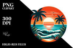 Retro Tropical Beach Sunset PNG Product Image 2