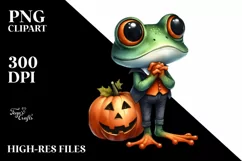 Watercolor Frog Halloween Clipart | Clipart Product Image 1