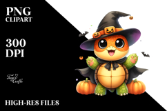 Funny Turtle in Halloween Suit PNG Product Image 2