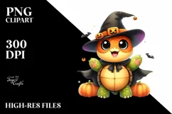 Funny Turtle in Halloween Suit PNG Product Image 1