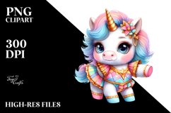 Colorful Baby Unicorn with Dancer&#039;s Outfit PNG Product Image 1