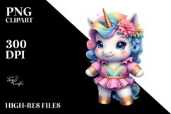Colorful Baby Unicorn with Dancer&#039;s Outfit PNG Product Image 3