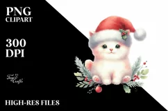 a Cute Christmass Cat with Santa Hat PNG Product Image 1