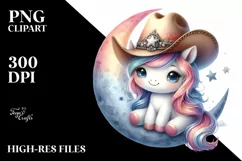 Cute Baby Unicorn with Cowboy Hat Pastel Product Image 3