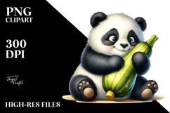 Funny Baby Panda Holding Zucchini | Sublimation | Clipart Product Image 3