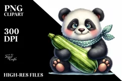 Funny Baby Panda Holding Zucchini | Sublimation | Clipart Product Image 3