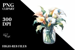 Watercolor Jar with Large Calla Lily | Sublimation Clipart Product Image 1