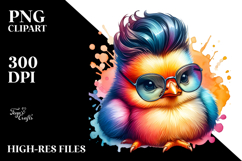 Watercolor Vibrant Drawing of a Cute Baby Chicken Sitting, Product Image 2