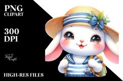 Vibrant Baby Rabbit in Sailor Outfit PNG Product Image 2