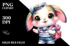 Vibrant Baby Rabbit in Sailor Outfit PNG Product Image 2