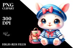Vibrant Baby Rabbit in Sailor Outfit PNG Product Image 2